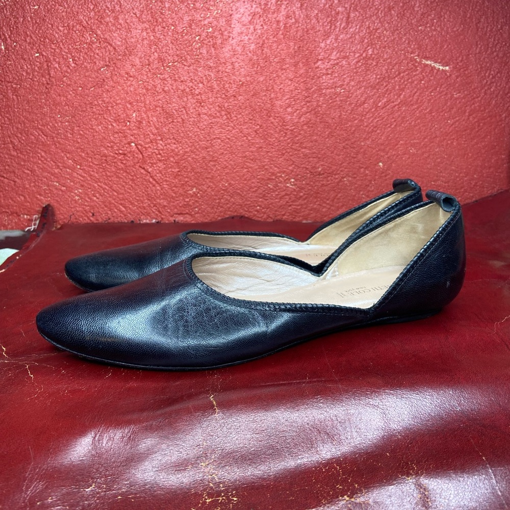 Black Leather Kenneth Cole Flat Slip On Loafer Size 9.5